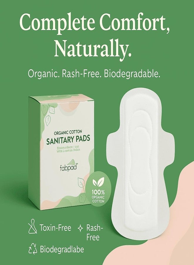 FabPad Organic Cotton Ultra Thin Rash Free Biodegradable Eco-Friendly Sanitary Pads Period Napkins with Disposable Cover (Light Flow, Pack of 24) - Image 2